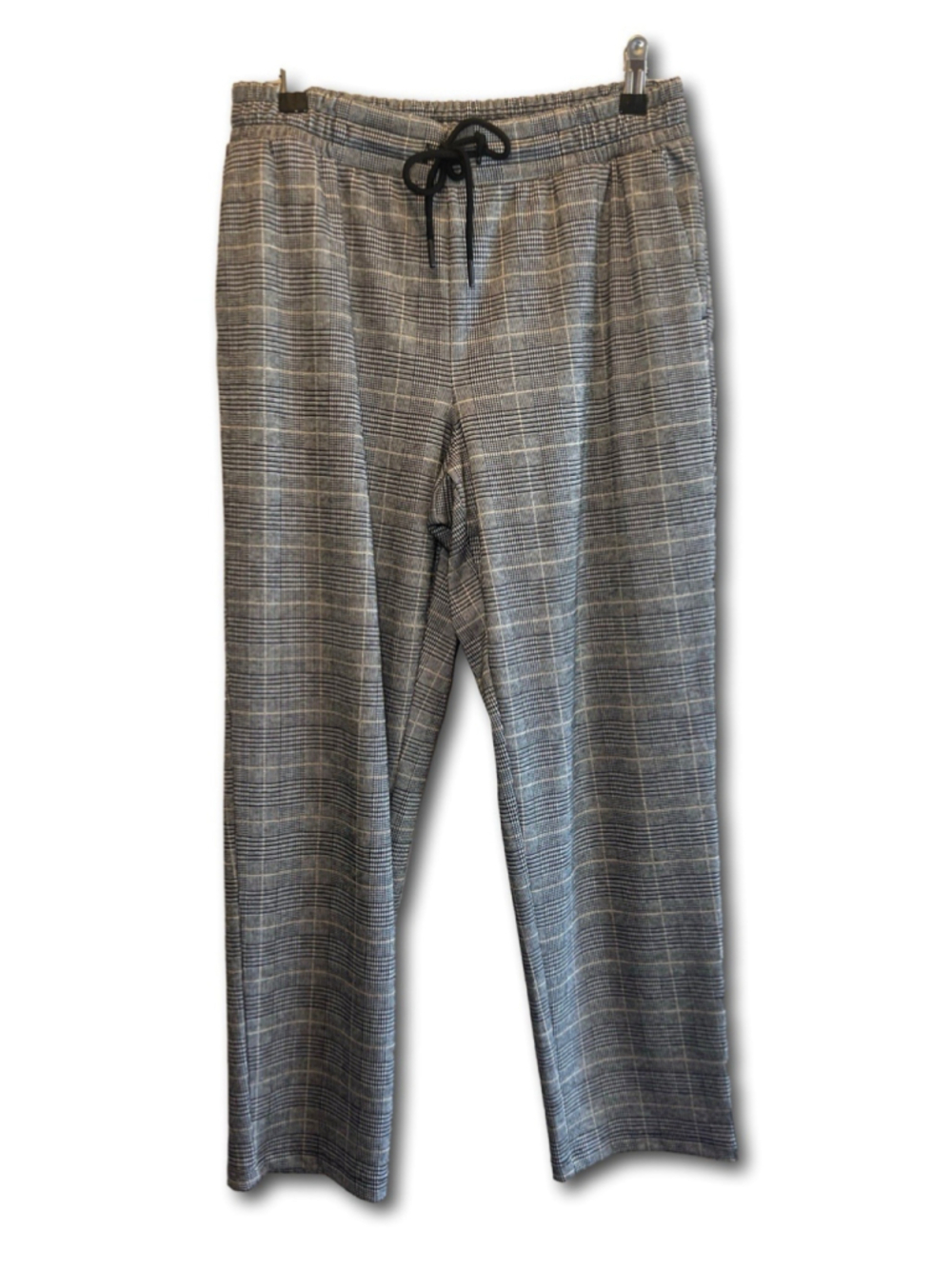 A New Day Pants Tie Waist Ankle Black White Plaid Women's Size Small Workwear